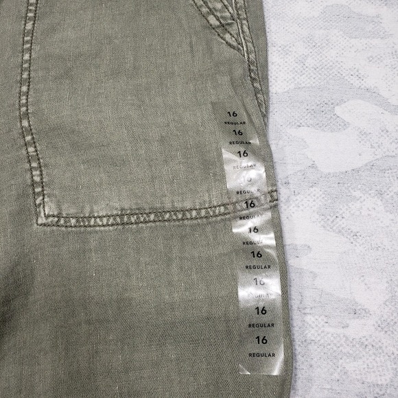 American Eagle Pants Womens 16‎ Green Linen Blend Straight Leg Lightweight NWT - Picture 2 of 12